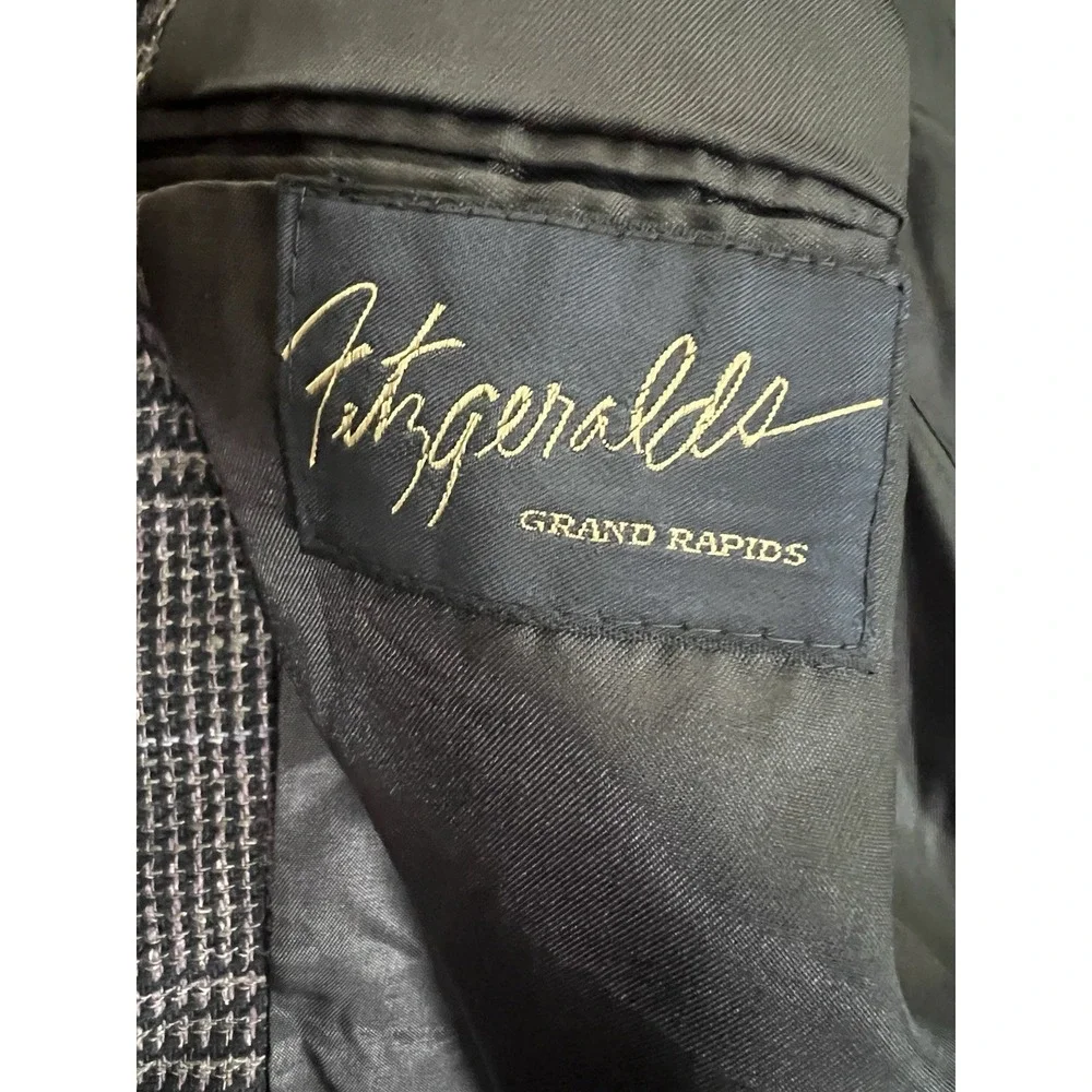 Fitzgerald USA Tailored 42R Check Houndstooth Blazer‎ Wool Flannel Sport Coat